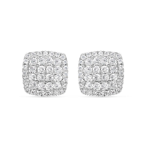 14k Gold Diamond Square Earrings 9.5mm 1.00CTW