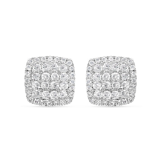 14k Gold Diamond Square Earrings 9.5mm 1.00CTW