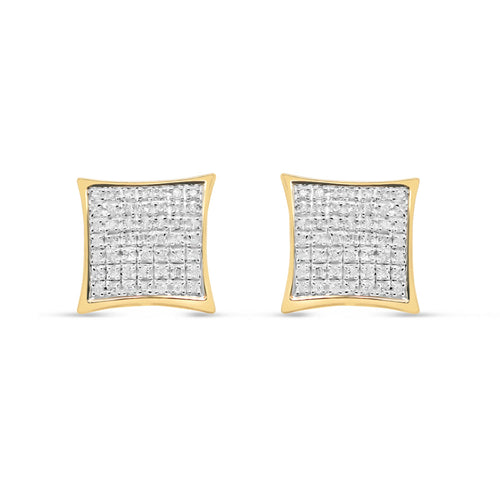 10k Gold Diamond Round Earrings 11mm .18CTW