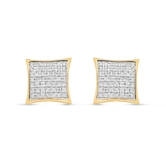10k Gold Diamond Round Earrings 11mm .18CTW