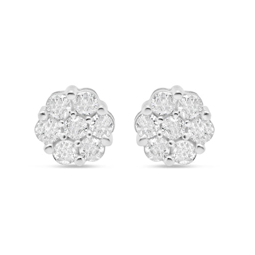 14k Gold  Diamond Square Earrings 7mm 1.39CTW