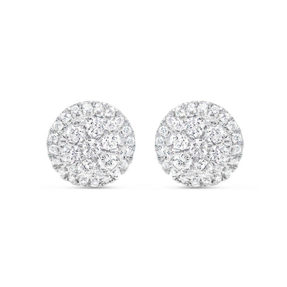 14k Gold Diamond Flower Earrings 9mm .75CTW