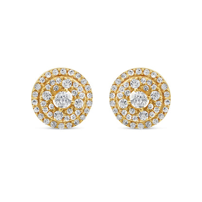 14k Gold Diamond Round Earrings 8mm .95CTW