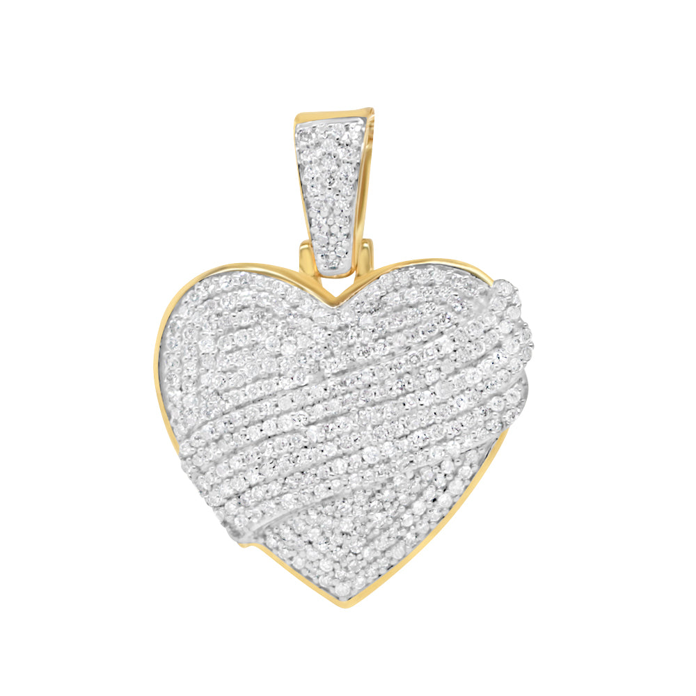 Heart with Ribbon Pendant with Necklace | 10K Yellow Gold | 20.82MM| 1.30CT