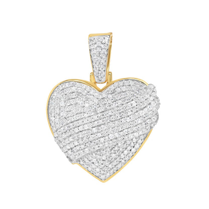 Heart with Ribbon Pendant with Necklace | 10K Yellow Gold | 20.82MM| 1.30CT