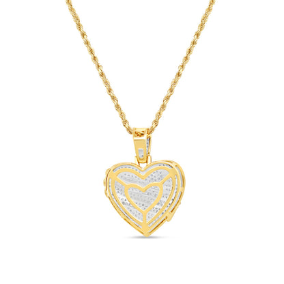 Heart with Ribbon Pendant with Necklace | 10K Yellow Gold | 20.82MM| 1.30CT