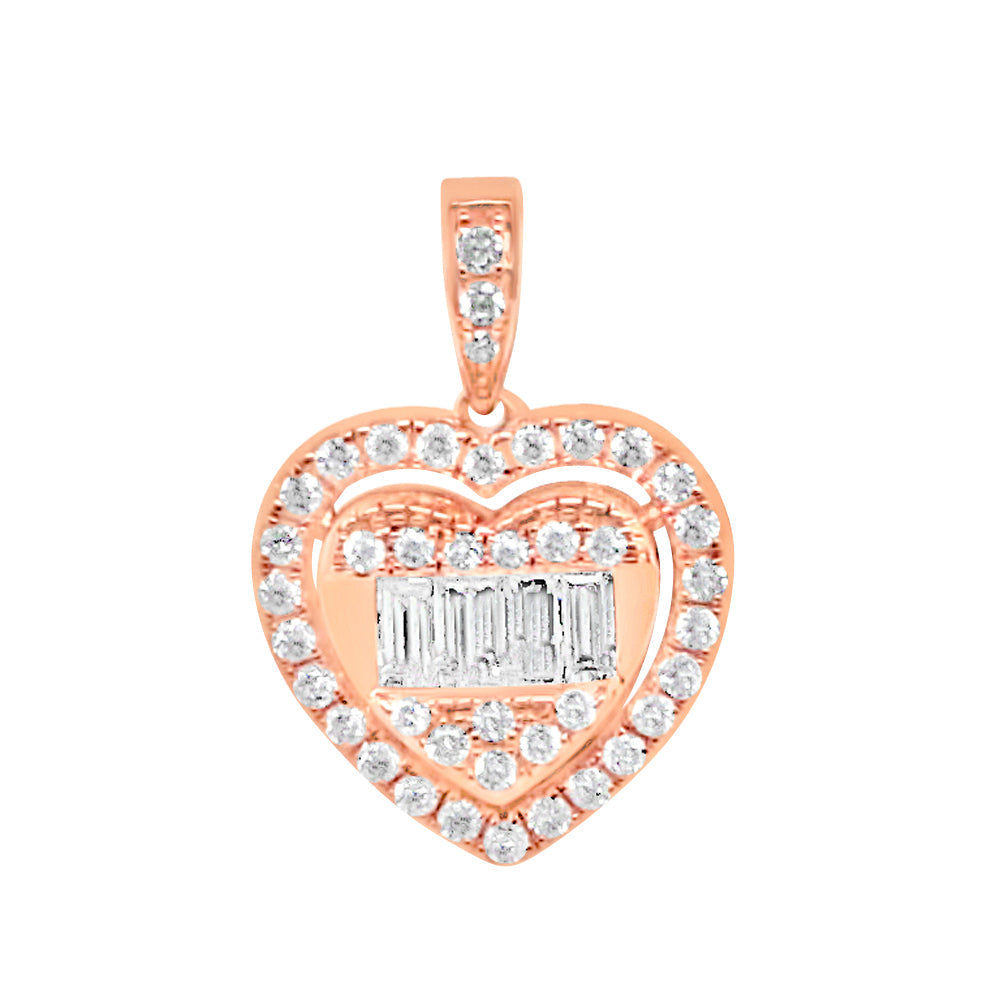 Heart Pendant with Necklace | 14K Rose Gold | 14.52MM| 0.84CT