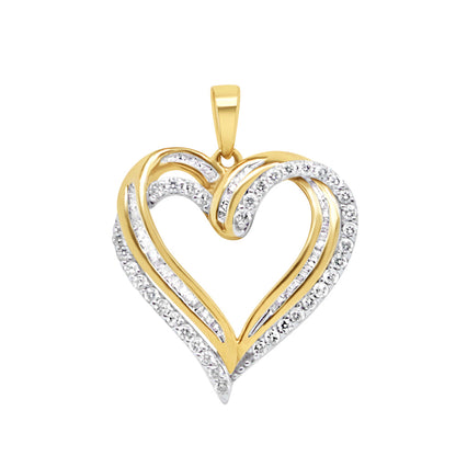Heart Pendant with Necklace | 10K Yellow Gold | 21.33MM| 0.84CT