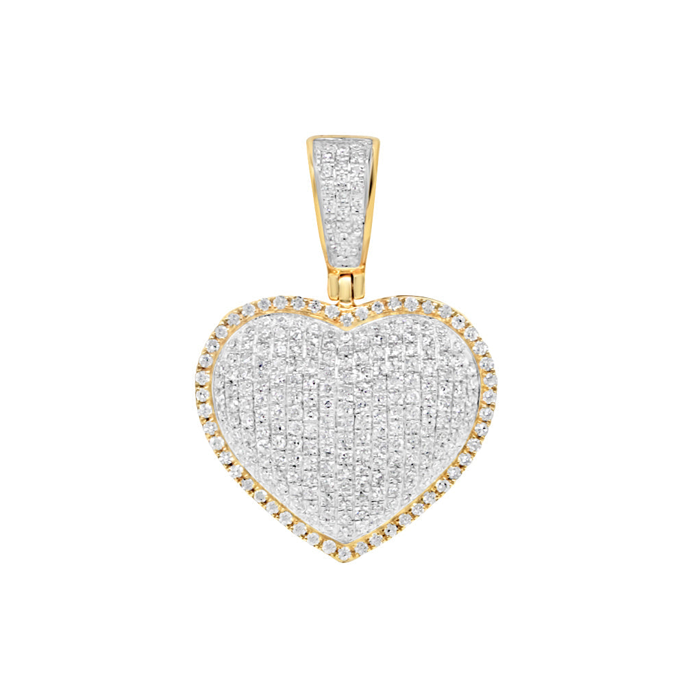 Golden Diamond Rim Heart Pendant with Necklace | 14K Yellow Gold | 19.21MM| 0.79CT