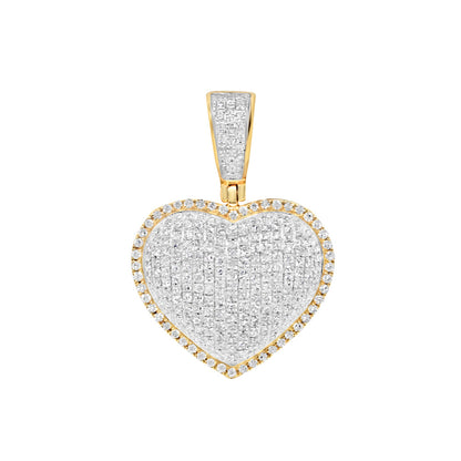 Golden Diamond Rim Heart Pendant with Necklace | 14K Yellow Gold | 19.21MM| 0.79CT