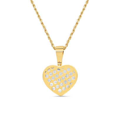Golden Diamond Rim Heart Pendant with Necklace | 14K Yellow Gold | 19.21MM| 0.79CT