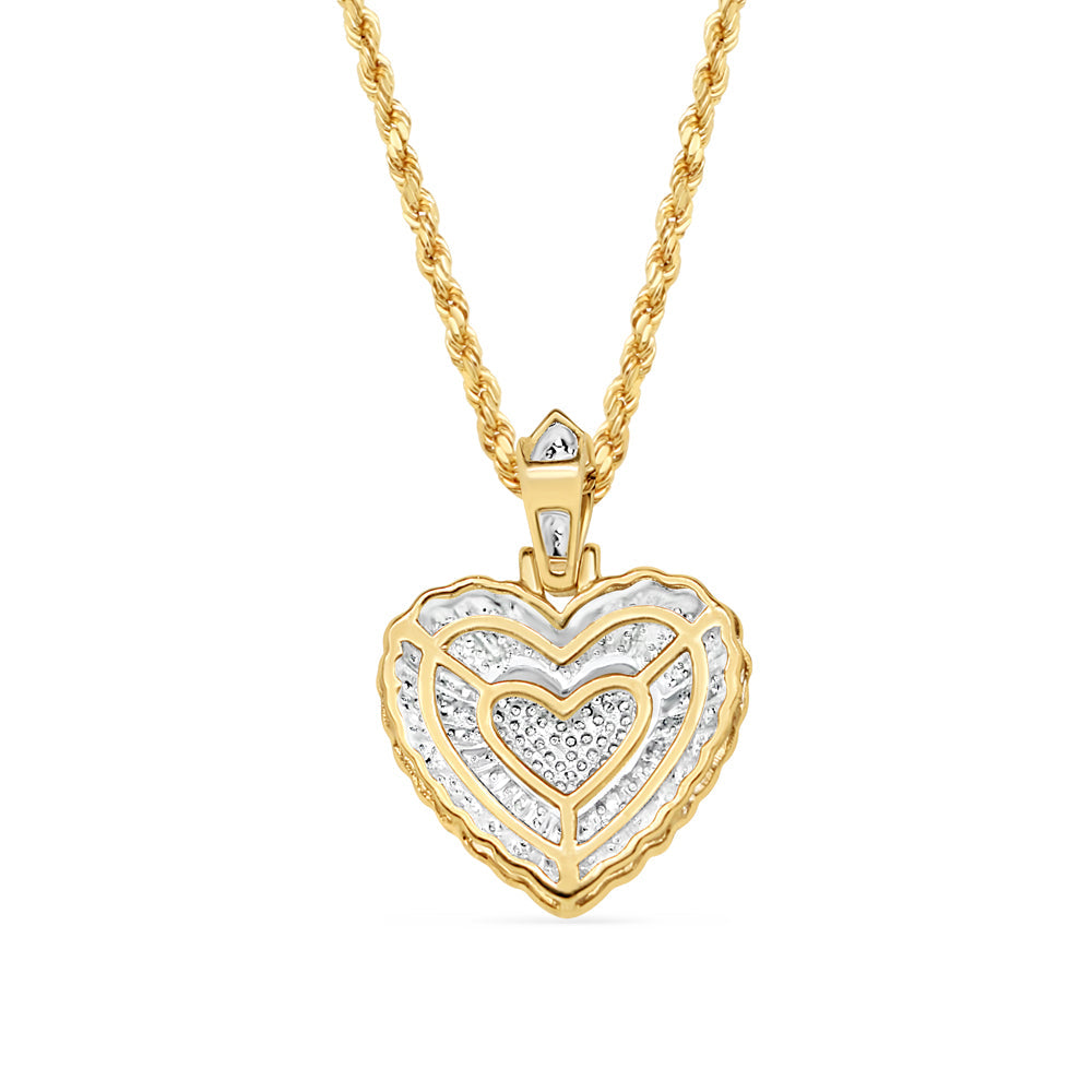 Double Heart Pendant with Necklace | 10K Yellow Gold | 21.64MM| 1.25CT