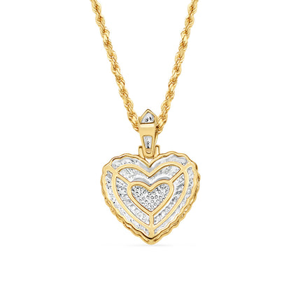 Double Heart Pendant with Necklace | 10K Yellow Gold | 21.64MM| 1.25CT