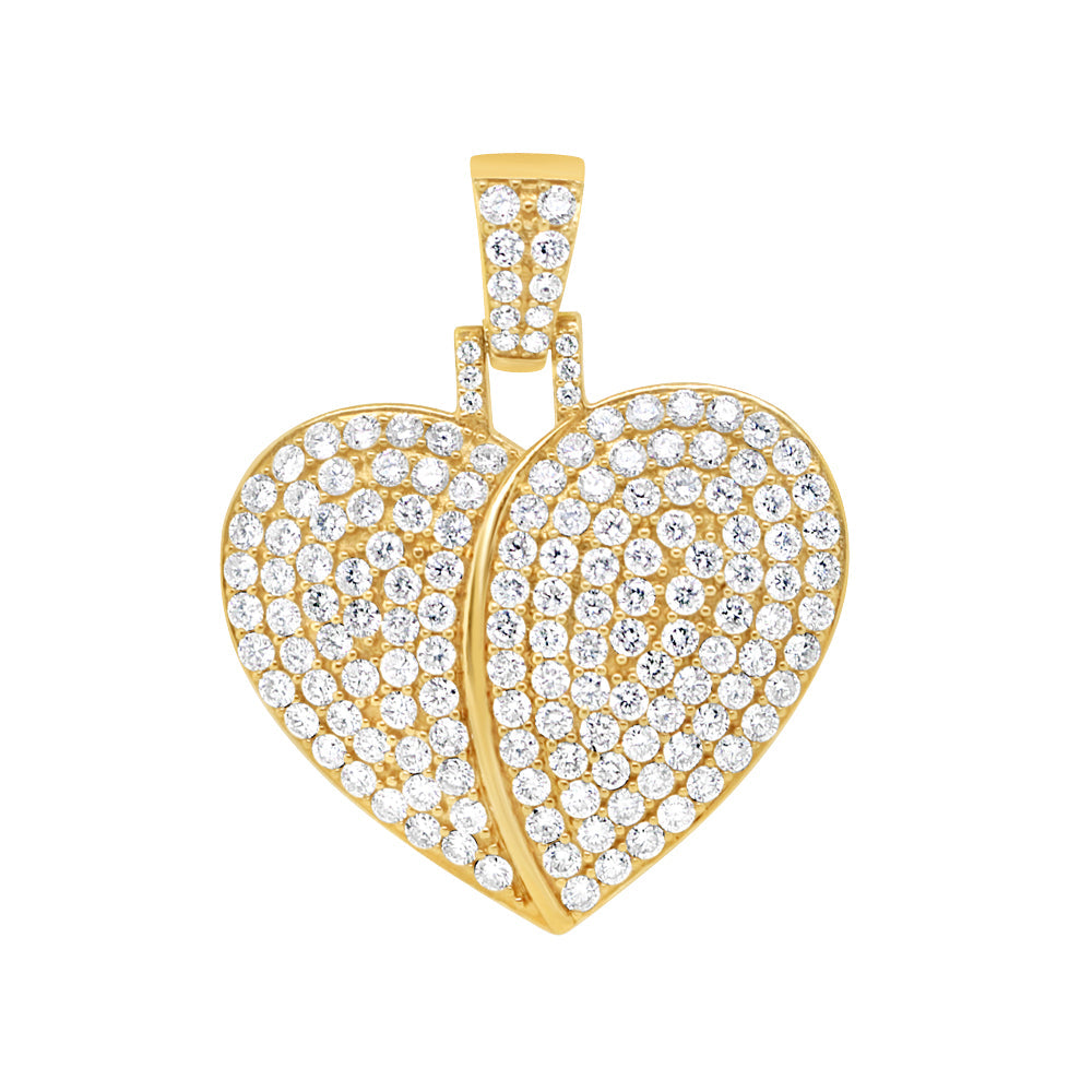 Large Heart Pendant with Necklace | 14K Yellow Gold | 28.72MM| 3.50CT