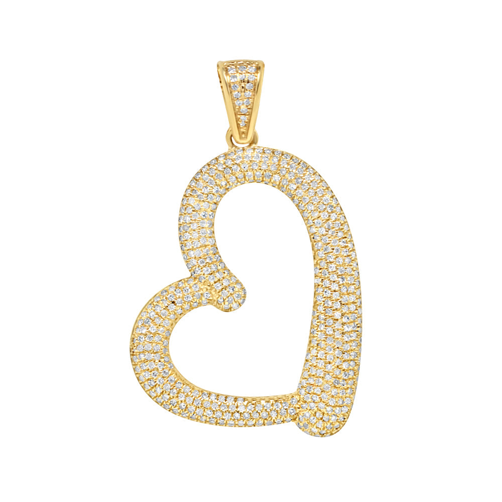 Gold Heart Pendant with Necklace | 14K Yellow Gold | 28.23MM| 0.67CT