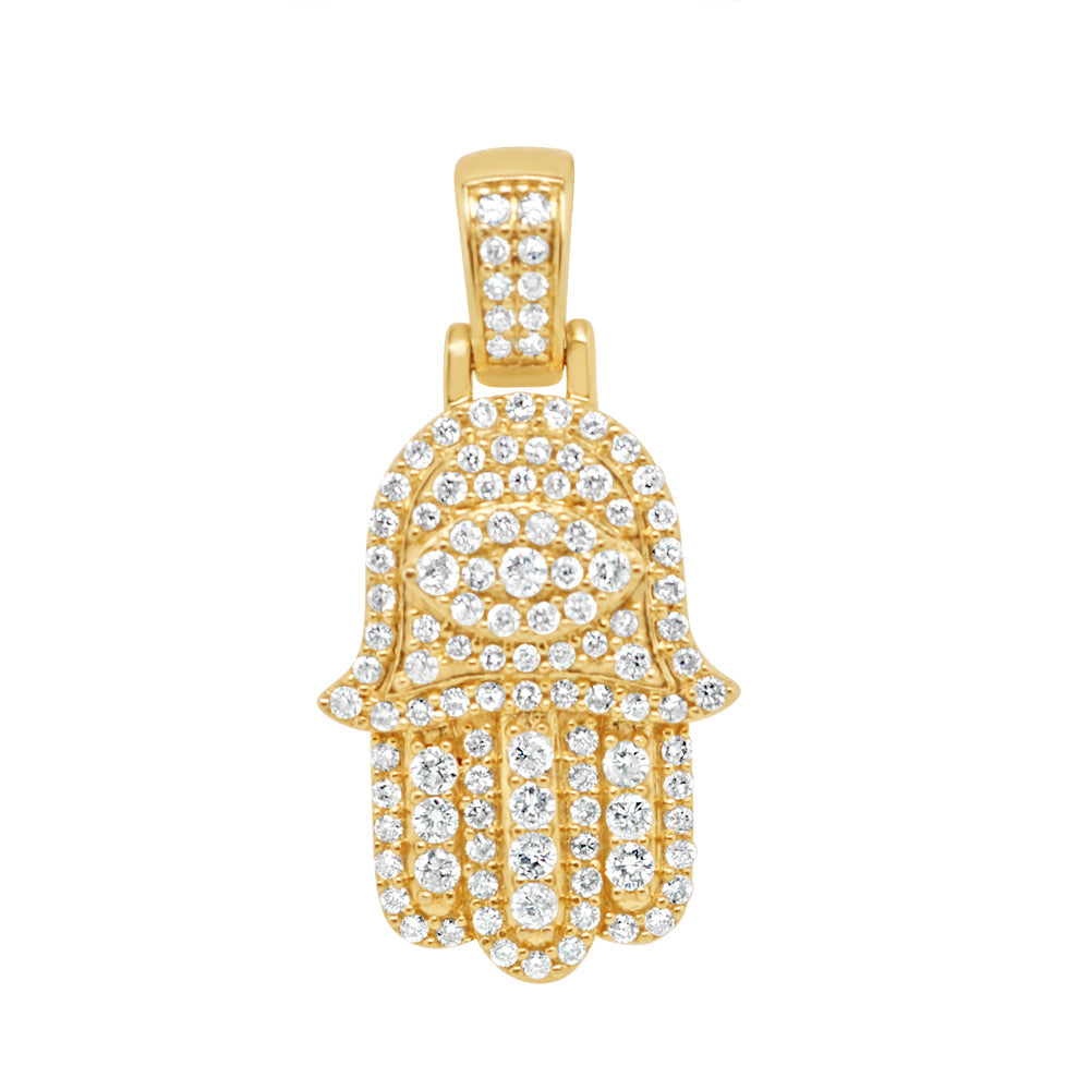 Hamsa Pendant with Chain/Necklace | 14K Yellow Gold |2.00CT
