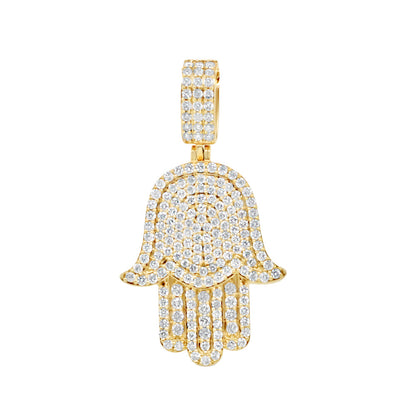 Hamsa Pendant with Chain/Necklace | 14K Yellow Gold |  1.50CT