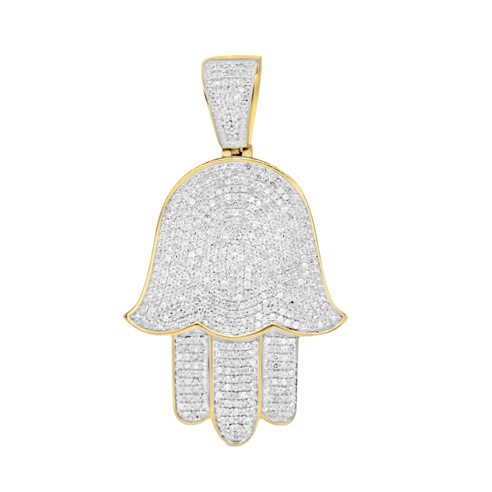Hamsa Pendant with Chain/Necklace | 10K Yellow Gold | 1.67CT