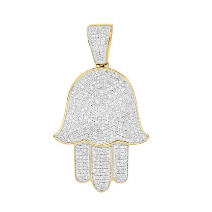 Hamsa Pendant with Chain/Necklace | 10K Yellow Gold | 1.67CT