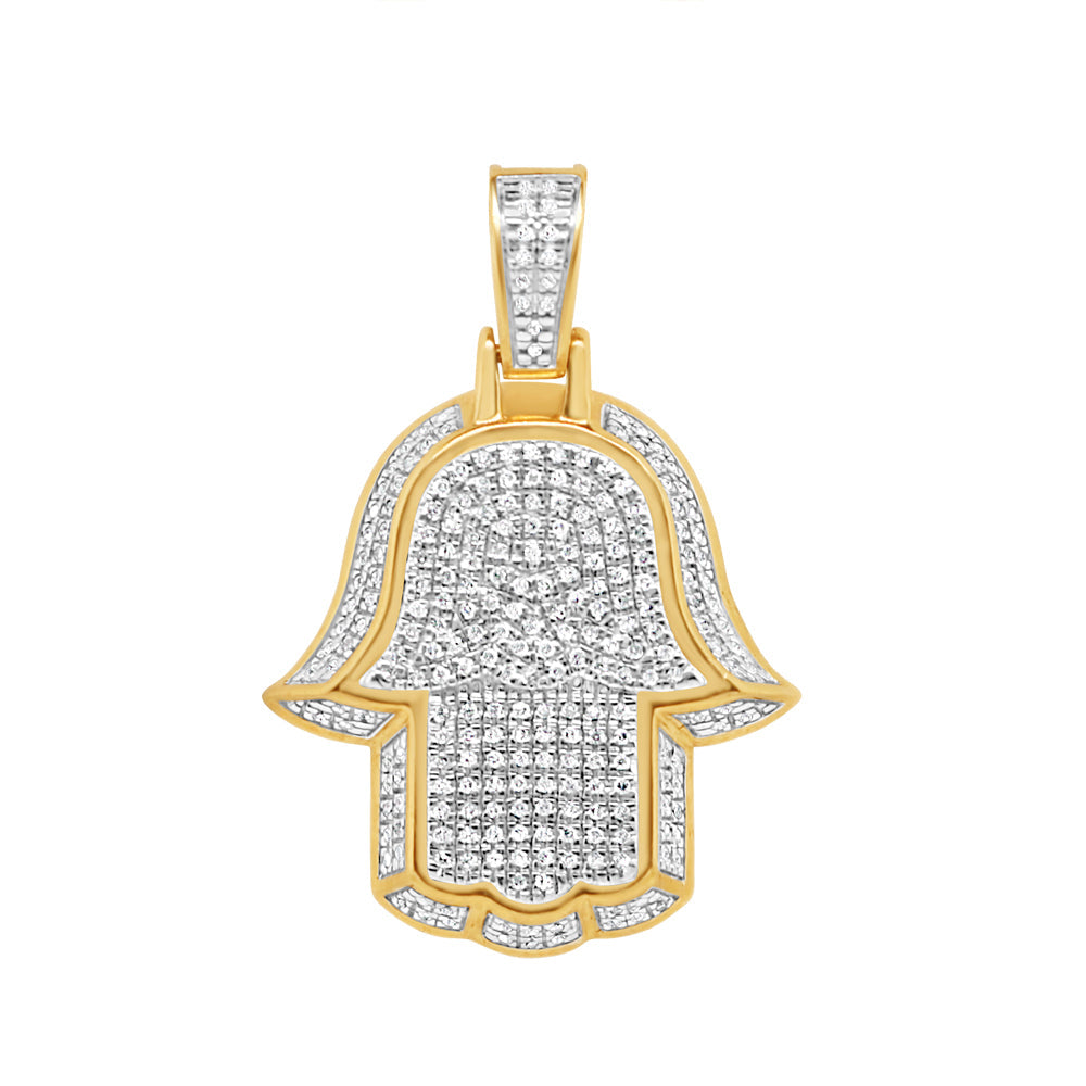 Hamsa Pendant with Chain/Necklace | 10K Yellow Gold | .35CT