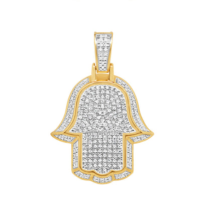 Hamsa Pendant with Chain/Necklace | 10K Yellow Gold | .35CT