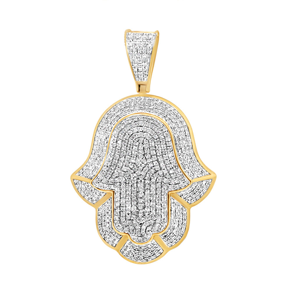 Hamsa Pendant with Chain/Necklace | 10K Yellow Gold | 0.92CT