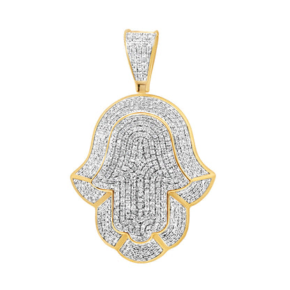 Hamsa Pendant with Chain/Necklace | 10K Yellow Gold | 0.92CT