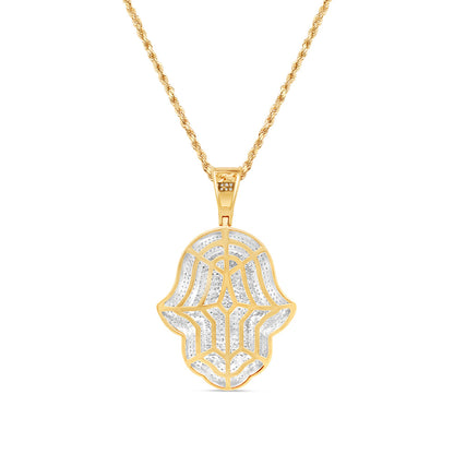 Hamsa Pendant with Chain/Necklace | 10K Yellow Gold | 0.92CT
