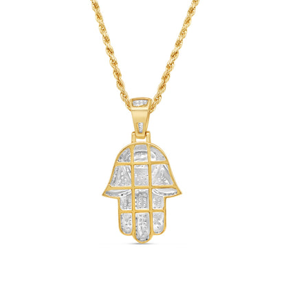 Hamsa Pendant with Chain/Necklace | 10K Yellow Gold | 19.30MM| .35CT