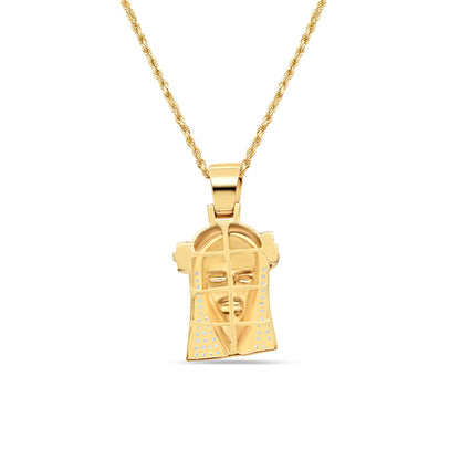 Jesus Head with Beard with Necklace | 10K Yellow Gold | 19.68MM| .55CT