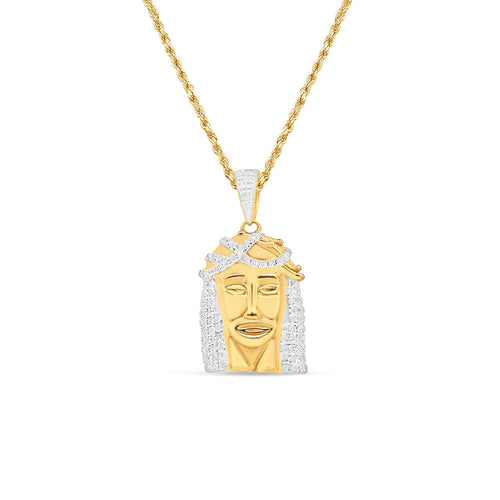 Young Jesus Head with Necklace | 10K Yellow Gold | 15.59MM| 0.78CT
