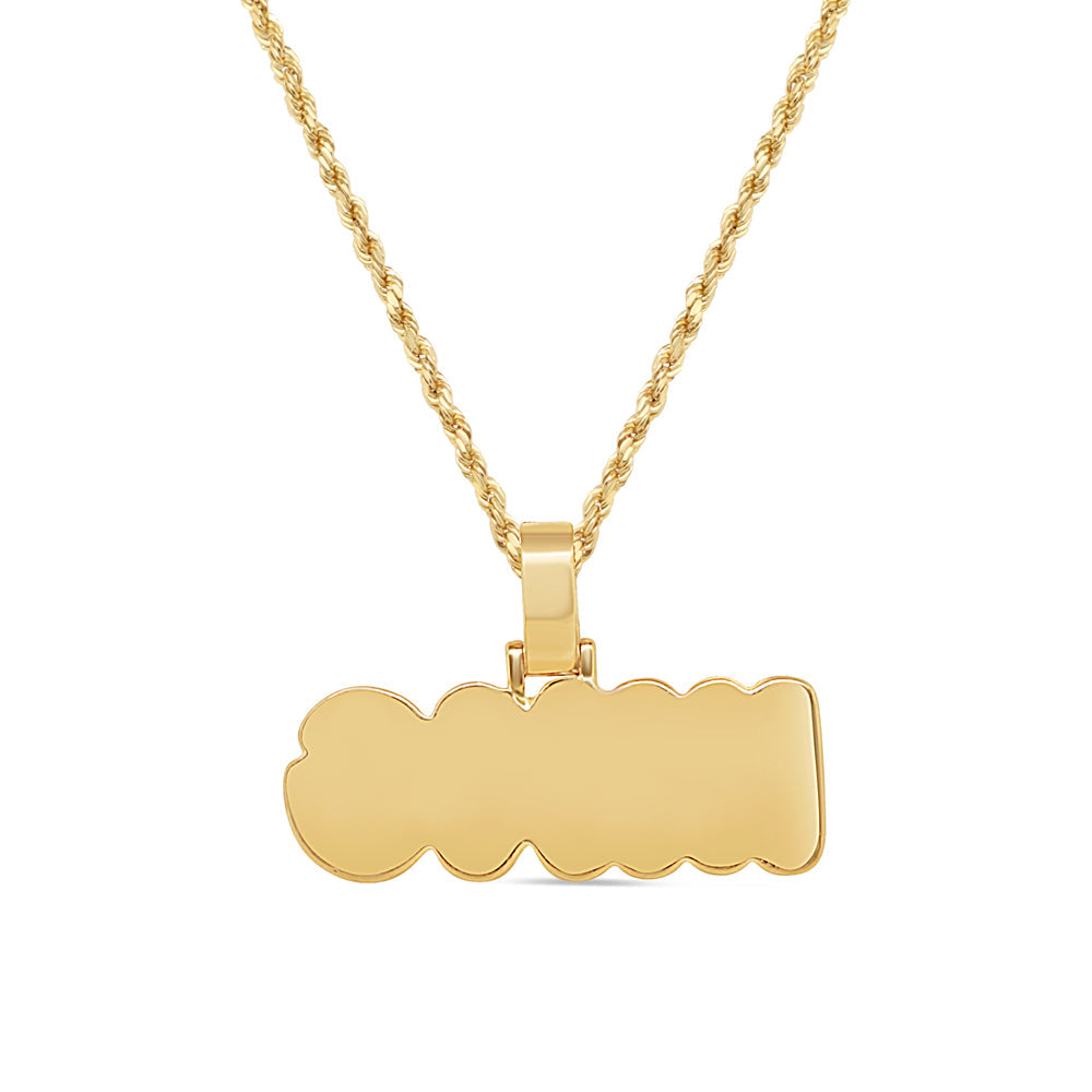 King Pendant' with Necklace | Round and Baguette Diamonds | 10K Solid Yellow Gold | 34.54MM | 0.97CT