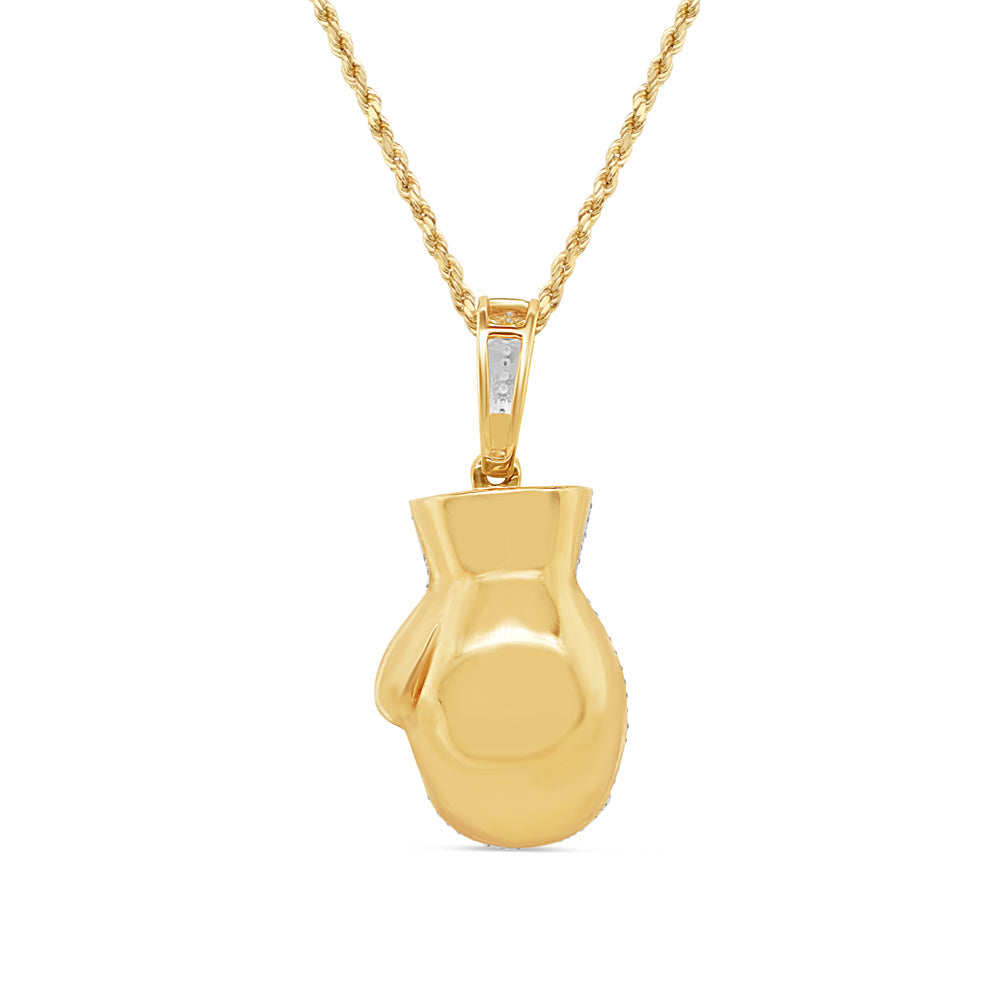 Boxing Glove' Pendant with Chain | 10K Yellow Gold | 17.92MM |0.49CT