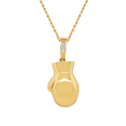 Boxing Glove' Pendant with Chain | 10K Yellow Gold | 17.92MM |0.49CT
