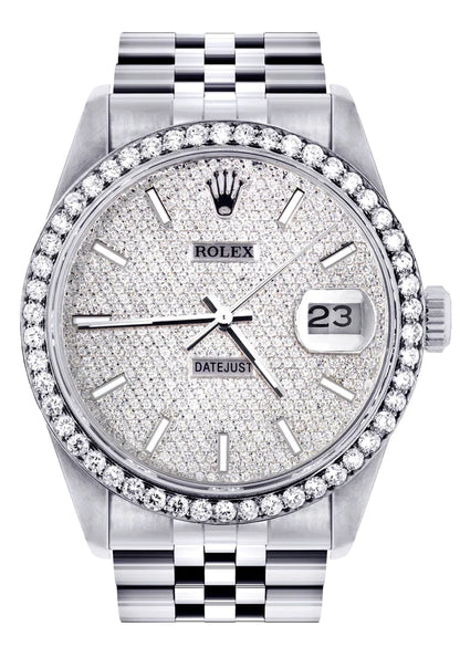 Diamond Mens Rolex Datejust Watch 16014| 36MM | Full Diamond Dial | Jubilee Band
