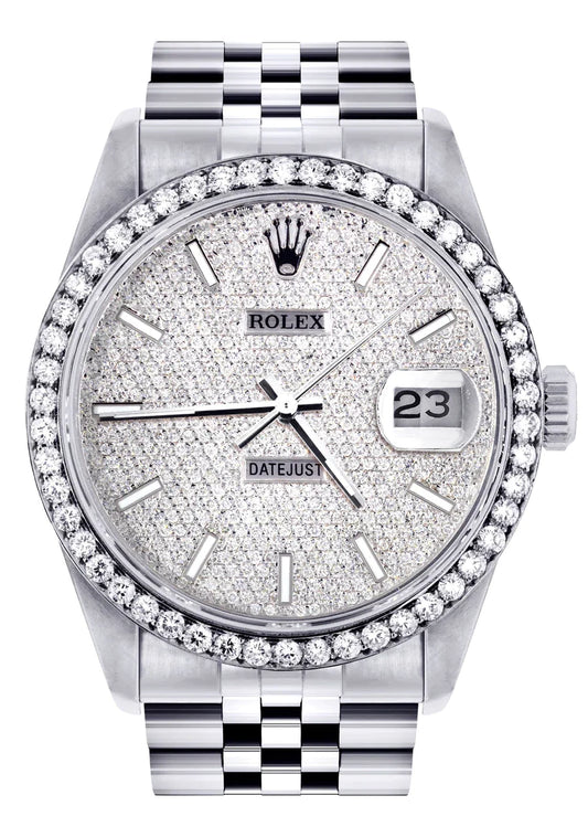 Diamond Mens Rolex Datejust Watch 16014| 36MM | Full Diamond Dial | Jubilee Band