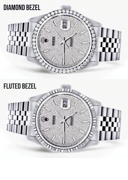 Diamond Mens Rolex Datejust Watch 16014| 36MM | Full Diamond Dial | Jubilee Band