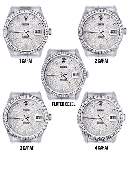 Diamond Rolex Datejust Watch 16200 | 36MM | Full Diamond Dial | Stainless Steel | Jubilee Band