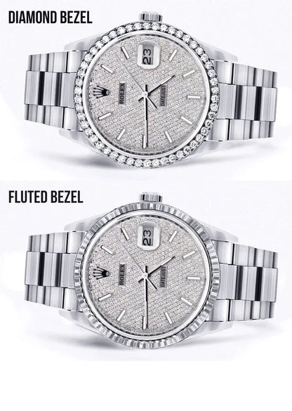 Diamond Rolex Datejust Watch 16200 | 36MM | Full Diamond Dial | Stainless Steel | Oyster Band