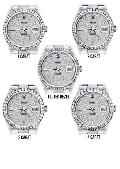 Diamond Rolex Datejust Watch 16200 | 36MM | Full Diamond Dial | Stainless Steel | Oyster Band