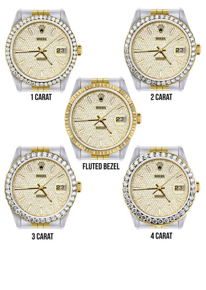 Diamond Gold Rolex Datejust Watch 16233 | 36MM | Full Diamond Dial | Stainless Steel | Jubilee Band