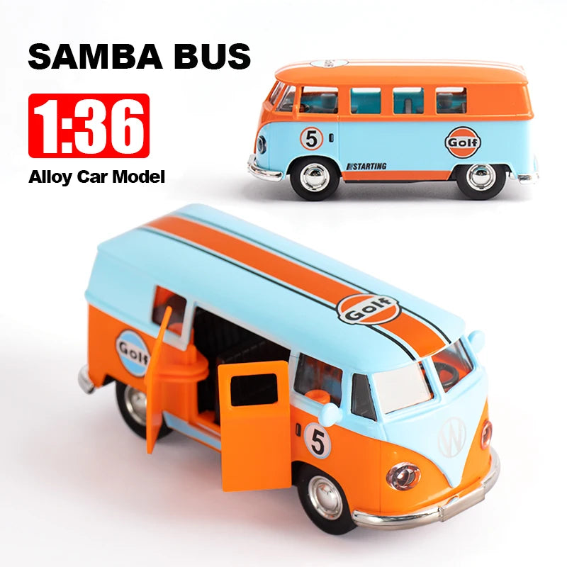 1:36 Volkswagen T1 Samba Bus Alloy Diecast Model (Gulf Blue)