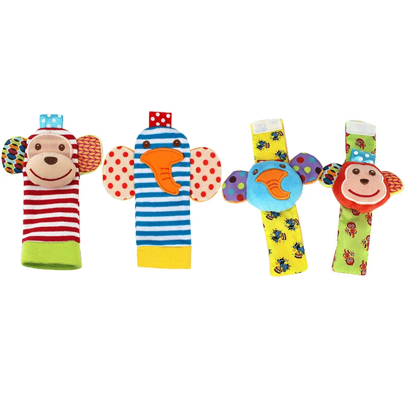 4pcs Baby Wrist & Foot Rattle Socks Set