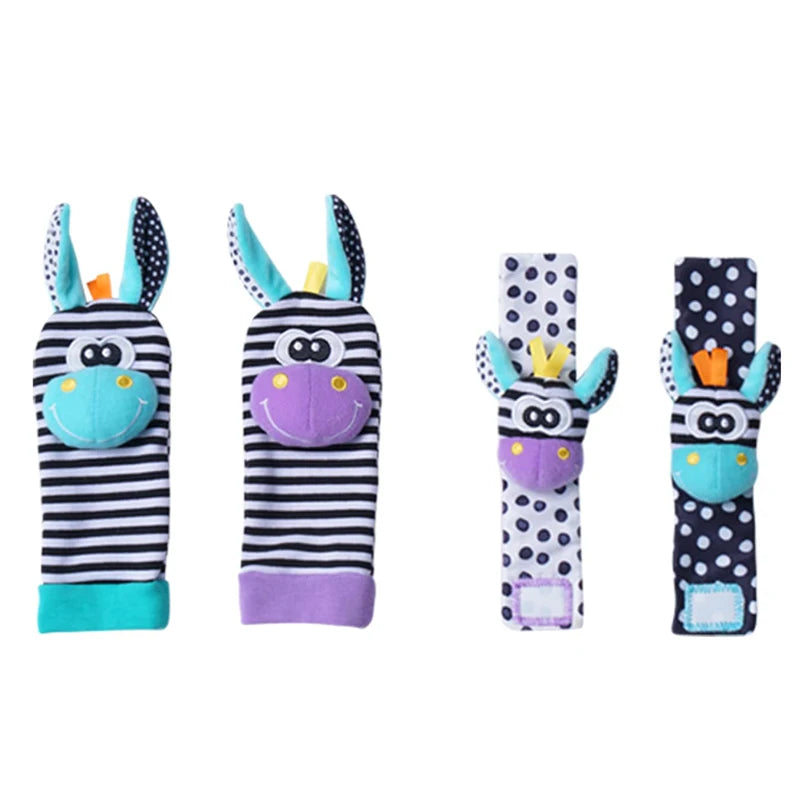 4pcs Baby Wrist & Foot Rattle Socks Set