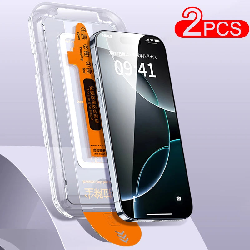 2PCS Dust-Free Tempered Glass Screen Protector for iPhone