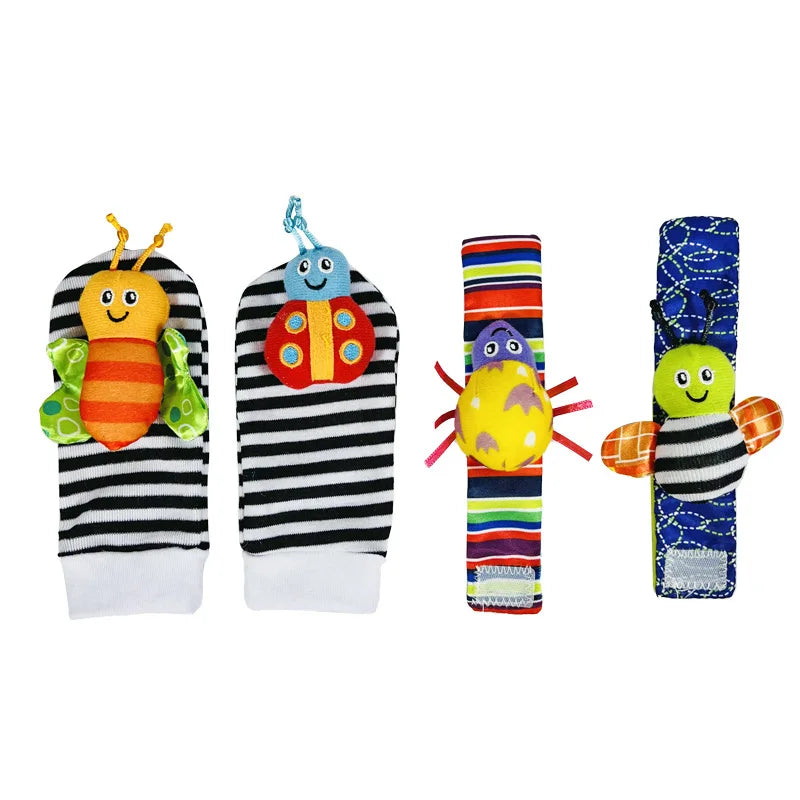 4pcs Baby Wrist & Foot Rattle Socks Set
