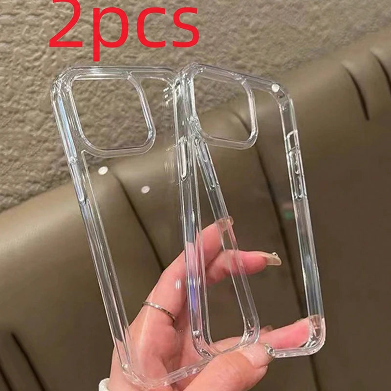 2PCS Acrylic Transparent Glossy iPhone Case