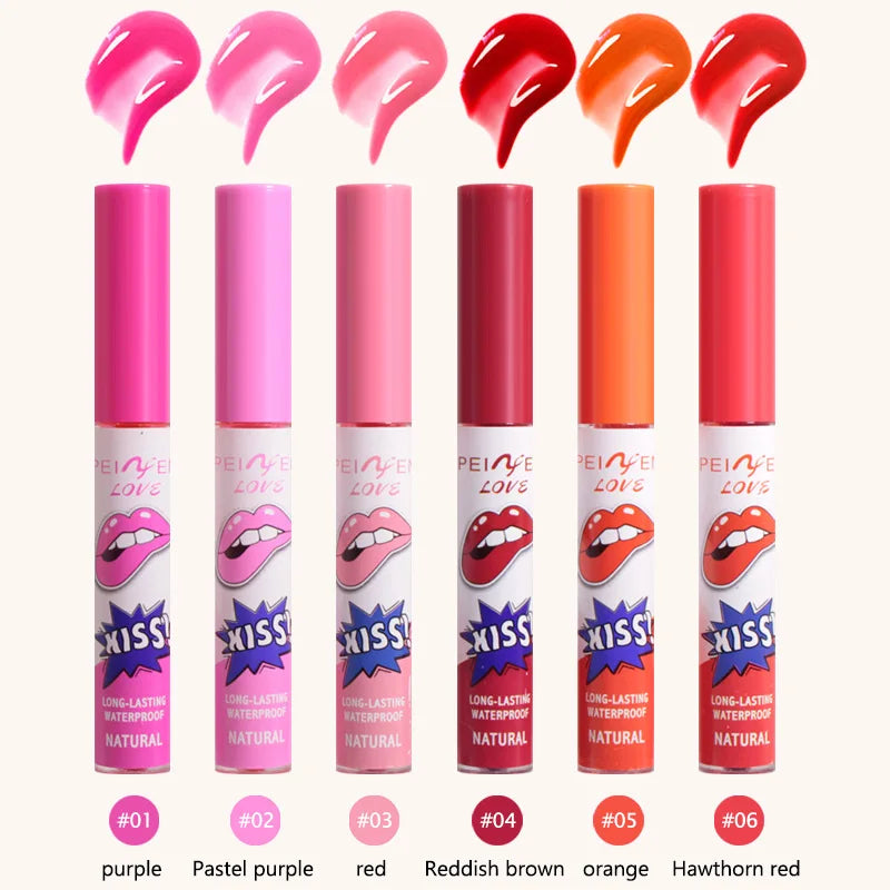 6 Colors Peel-Off Tattoo Lip Tint Set