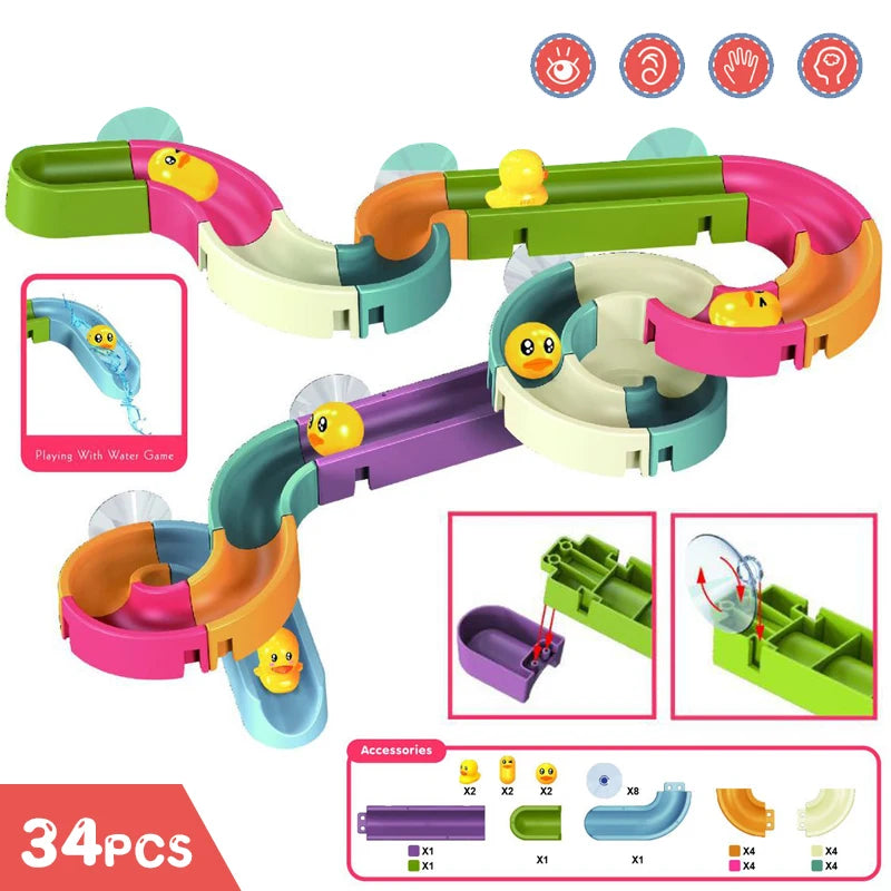 Baby Bath Wind-Up Duck Slide Track Toy