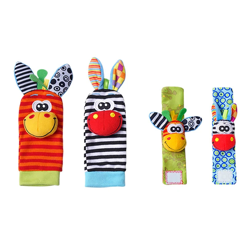 4pcs Baby Wrist & Foot Rattle Socks Set
